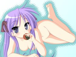 Rule 34 | 00s, 1girl, barefoot, breasts, feet, female focus, highres, hiiragi kagami, kakesu, lucky star, no pussy, nude, soles, solo, uncensored