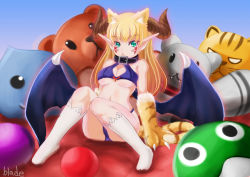 Rule 34 | animal ears, blush, breasts, cameltoe, cleavage, collar, demon girl, horns, monster girl, pointy ears, qblade, demon girl, tail, wings