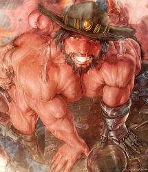Rule 34 | 4boys, abs, aftersex, anal, bara, beard, boots, brown hair, cassidy (overwatch), condom, cowboy, cowboy western, cum, cum in ass, facial, facial hair, genji (overwatch), group sex, happy sex, hat, highres, junkrat (overwatch), male focus, male penetrated, masturbation, multiple boys, muscular, nude, overwatch, overwatch 1, pectorals, pov, roadhog (overwatch), rokudenashi, size difference, smile, solo focus, sweat, table, tattoo, tears, uncensored, western, yaoi