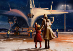 Rule 34 | 2girls, 6+boys, absurdres, age difference, aircraft, airplane, airport, coat, destroy all monsters, godzilla (series), helmet, highres, light, military, military aircraft, military vehicle, missile, moonlight sy-3, mother and daughter, multiple boys, multiple girls, night, pilot, sibu, snow, spacecraft, spaceplane, spaceship, storm, toho, turban, vest, wings, winter, winter clothes, winter coat, wool hat
