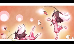 Rule 34 | 1girl, animal ears, ayakashi (monkeypanch), bad id, bad pixiv id, bait, barefoot, before and after, brown hair, carrot, carrot necklace, chasing, chibi, circle, dress, faceplant, failure, female focus, fishing rod, inaba tewi, jewelry, letterboxed, necklace, outstretched arms, pendant, pink dress, rabbit ears, rabbit girl, rabbit tail, short hair, short sleeves, sketch, solo, tail, touhou, tripping