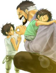 Rule 34 | 3boys, aged down, bandages, brothers, family, male focus, monkey d. dragon, monkey d. garp, multiple boys, one piece, portgas d. ace, siblings, sleeping