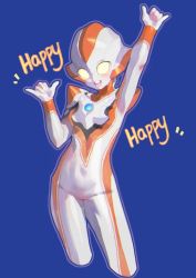 Rule 34 | 1girl, \m/, alien, bad id, bad pixiv id, blush, breasts, cropped legs, head tilt, nicholas f, no humans, open mouth, science fiction, small breasts, smile, solo, tokusatsu, ultra series, ultraman r/b, ultrawoman grigio, yellow eyes