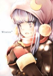 Rule 34 | 1girl, alternate costume, contemporary, eating, eyelashes, female focus, food, food on face, hat, highres, md5 mismatch, mittens, otogi kyouka, patchouli knowledge, red mittens, roasted sweet potato, solo, sweet potato, touhou