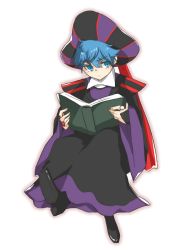 Rule 34 | 10s, 1boy, bad id, bad pixiv id, blue eyes, blue hair, blueeyes cat, book, claude frollo, claude frollo (cosplay), cosplay, disney, fate/extra, fate/extra ccc, fate (series), full body, hans christian andersen (fate), hat, male focus, matching hair/eyes, robe, simple background, solo, the hunchback of notre dame, white background
