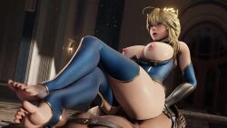 Rule 34 | 1boy, 1girl, animated, artoria pendragon (lancer) (fate), ass, breasts, breasts out, clothing aside, cowgirl position, crossed legs, cum, cum in pussy, ejaculation, fate/grand order, fate (series), feet, girl on top, hetero, indoors, large breasts, leotard, leotard aside, nipples, ryanreos, sex, sound, straddling, tagme, vaginal, video