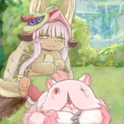 Rule 34 | 10s, artist request, brown eyes, furry, long hair, made in abyss, nanachi (made in abyss), open mouth, white hair