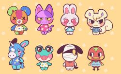 3girls 5boys animal_crossing animal_ears bear_boy bear_ears bird_girl bob_(animal_crossing) cat_boy cat_ears cat_tail chibi chibi_only commentary dog_boy duck_girl english_commentary freckles frog_girl full_body furry furry_female furry_male highres horse_boy horse_ears horse_tail julian_(animal_crossing) ketchup_(animal_crossing) lily_(animal_crossing) lucky_(animal_crossing) marshal_(animal_crossing) multiple_boys multiple_girls mummy nintendo pawpads rabbit_ears rabbit_girl rabbit_tail ruby_(animal_crossing) sentient_stuffed_toy squirrel_boy squirrel_ears squirrel_tail standing stitches_(animal_crossing) tail unicorn_boy unicorn_horn yanana_ua