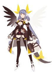 Rule 34 | 1girl, asymmetrical wings, bad id, bad pixiv id, bare shoulders, blue hair, choker, dizzy (guilty gear), full body, guilty gear, hair ribbon, highres, long hair, red eyes, ribbon, san (winteroll), simple background, solo, tail, tail ornament, tail ribbon, thighhighs, transparent background, very long hair, wings