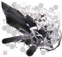 Rule 34 | 10s, 1girl, absurdly long hair, abyssal ship, breasts, dress, grey eyes, kantai collection, long hair, md5 mismatch, monochrome, nine (liuyuhao1992), short dress, solo, submarine princess, thighhighs, torpedo, very long hair, white dress, white hair
