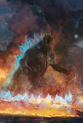 Rule 34 | claws, drew johnson, embers, epic, full moon, giant, giant monster, glowing, glowing spikes, godzilla, godzilla: king of the monsters, godzilla (series), godzilla dominion, kaijuu, lava, legendary pictures, monster, monsterverse, moon, night, no humans, ocean, official art, open mouth, roaring, sea monster, sharp teeth, spikes, splashing, steam, tail, teeth, toho, tongue, vapor, volcano, water drop, waves