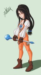 Rule 34 | 1girl, absurdres, bodysuit, boots, final fantasy, final fantasy ix, garnet til alexandros xvii, highres, jewelry, long hair, necklace, non-web source, puffy sleeves, self-upload, solo, square enix