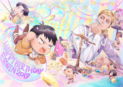 Rule 34 | 6+boys, ah iwashimizu, armin arlert, baguette, balance scale, birdcage, black hair, blonde hair, book, bow, bread, brown hair, brown jacket, cage, character request, chibi, coin, collared shirt, crying, eren yeager, erwin smith, food, gold coin, hange zoe, happy birthday, holding, holding book, in cage, jacket, jean kirstein, levi (shingeki no kyojin), long sleeves, looking at another, mikasa ackerman, mike zakarius, mouth hold, multiple boys, nile dok, open clothes, open jacket, open mouth, out of character, pants, pink bow, red scarf, sasha blouse, scared, scarf, shingeki no kyojin, shirt, short hair, smile, soap bubbles, tearing up, three-dimensional maneuver gear, titan (shingeki no kyojin), weighing scale, white pants, white shirt