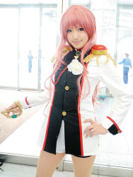 Rule 34 | cosplay, highres, photo (medium), pink hair, saya (cosplayer), shoujo kakumei utena, sword, tenjou utena, uniform, weapon