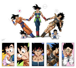 Rule 34 | 5boys, armor, bad id, bad pixiv id, bardock, black eyes, black footwear, black hair, blue footwear, boots, brothers, head rest, chinese clothes, collarbone, dougi, dragon ball, dragonball z, closed eyes, scar on face, family, father and son, glasses, grandfather and grandson, holding hands, headband, heart, highres, kim yura (goddess mechanic), long hair, lying, male focus, multiple boys, muscular, on stomach, raditz, scar, scar on cheek, scar on face, siblings, signature, smile, son gohan, son goku, son goten, spiked hair, spoken heart, sweatdrop, the pose, v, vest