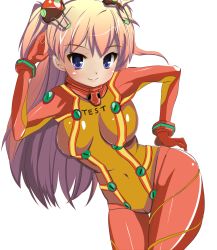 Rule 34 | 00s, 1girl, adjusting hair, blue eyes, bodysuit, breasts, cameltoe, curvy, evangelion: 2.0 you can (not) advance, female focus, hand on own hip, hip focus, long hair, multicolored clothes, neon genesis evangelion, plugsuit, rebuild of evangelion, red bodysuit, red hair, regret, see-through, see-through bodysuit, shiny clothes, simple background, skin tight, solo, souryuu asuka langley, test plugsuit, very long hair, white background, wide hips