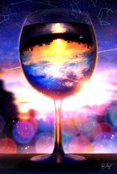 Rule 34 | absurdres, aquarius (constellation), aries (constellation), blurry, blurry background, cancer (constellation), capricorn (constellation), cityscape, cloud, cloudy sky, comic, commentary request, constellation, cup, drinking glass, gemini (constellation), gradient sky, highres, kumeki (kk4615), lens flare, no humans, original, reflection, scenery, signature, sky, sparkle, star (sky), starry sky, still life, sunlight, taurus (constellation), wine glass