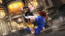 Rule 34 | 2girls, 3d, blonde hair, dead or alive, dead or alive 5, female focus, helena douglas, highres, marie rose, multiple girls, official art, official wallpaper, tecmo, twintails, wallpaper