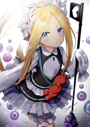 Rule 34 | 1girl, abigail williams (fate), abigail williams (festival outfit) (fate), absurdres, apron, black skirt, blonde hair, bloomers, blue eyes, bow, butterfly hair ornament, fate/grand order, fate (series), hair ornament, heroic spirit chaldea park outfit, highres, holding, key, long hair, maid, maid apron, maid headdress, official alternate costume, orange bow, parted bangs, skirt, sleeves past fingers, sleeves past wrists, stuffed animal, stuffed toy, teddy bear, tyone, underwear, white bow