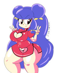 Rule 34 | 1girl, bare legs, breasts, cleavage, cleavage cutout, clothing cutout, happy, heart cutout, highres, large breasts, long hair, pubic cutout, purple hair, ranma 1/2, shampoo (ranma 1/2), simple background