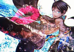 Rule 34 | 1girl, alternate hair length, alternate hairstyle, ass, bayonetta, bayonetta, bayonetta (series), bayonetta 2, black hair, blue eyes, bodysuit, breasts, chichi band, chromatic aberration, earrings, glasses, gloves, gun, jewelry, lips, lipstick, looking at viewer, makeup, mole, mole under mouth, short hair, solo, weapon