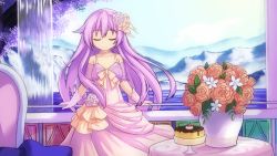 Rule 34 | absurdres, bare shoulders, breasts, dress, gloves, gown, hair ornament, hairclip, highres, huge filesize, jewelry, long hair, necklace, nepgear, neptune (series), nov, pearls, purple hair, ribbon, skirt, small breasts, solo