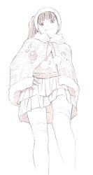 Rule 34 | 1girl, monochrome, original, side ponytail, sketch, skirt, solo, traditional media, yoshitomi akihito