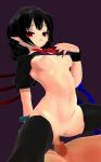 Rule 34 | 1boy, 1girl, 3d, animated, arched back, black hair, black thighhighs, breasts, censored, hetero, houjuu nue, ichii ni (desufinal112), looking at viewer, mosaic censoring, pumping, red eyes, sex, simple background, solo focus, spread legs, team shanghai alice, thighhighs, touhou, video