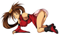 Rule 34 | 1girl, arc system works, ass, bad id, bad pixiv id, bare shoulders, bent over, breasts, brown eyes, brown hair, china dress, chinese clothes, cleavage, detached sleeves, dress, gloves, guilty gear, huge breasts, kuradoberi jam, long hair, no panties, open mouth, solo, tsukiomi hikari