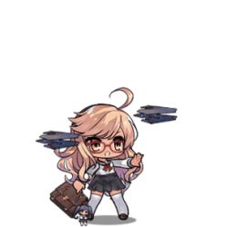 Rule 34 | 1girl, ahoge, alma armas, animated, animated gif, bag, blonde hair, chibi, crossover, dark-skinned female, dark skin, doll, drone, full body, girls&#039; frontline, glasses, guest character, guest fighter, jill stingray, long hair, lowres, official art, school bag, school uniform, serafuku, simple background, solo, tan, thighhighs, unmanned aerial vehicle, unmanned combat aerial vehicle, va-11 hall-a, victory pose, weapon, white background, yellow eyes, zettai ryouiki