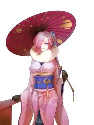 Rule 34 | 1girl, blue eyes, breasts, hair ornament, highres, japanese clothes, kimono, large breasts, looking at viewer, one piece, pink hair, smile, solo, standing, vinsmoke reiju