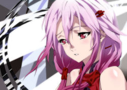 Rule 34 | 10s, 1girl, anime coloring, bare shoulders, detached sleeves, guilty crown, hair ornament, lhabee, long hair, looking away, pink hair, red eyes, solo, twintails, yuzuriha inori