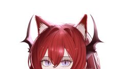 Rule 34 | 1girl, absurdres, animal ear fluff, animal ears, arknights, blue eyes, cat ears, highres, horns, kemonomimi mode, looking at viewer, simple background, slit pupils, solo, surtr (arknights), thehprm, upper body, white background