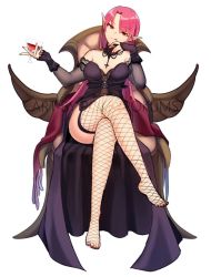 Rule 34 | azur lane, barefoot, breasts, cleavage, commission, commissioner upload, crossed legs, cup, dress, drinking glass, duke of york (azur lane), duke of york (eternal night&#039;s carola) (azur lane), fishnets, licking lips, looking at viewer, nail polish, no shoes, official alternate costume, pink hair, pokey, sitting, toenail polish, toenails, tongue, tongue out, vampire, wine glass
