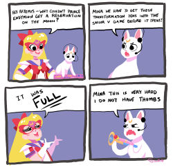 Rule 34 | 10s, 2016, 4koma, :d, :t, aino minako, animal, artemis (sailor moon), artist name, bare shoulders, bishoujo senshi sailor moon, blonde hair, bow, bowtie, brooch, cassidy stone, cat, comic, crescent, crescent facial mark, dated, elbow gloves, english text, facial mark, fangs, gem, gloves, headset, jewelry, long hair, open mouth, pointy ears, pun, purple background, red bow, red neckwear, round teeth, sailor v, shirt, simple background, smile, speech bubble, talking, teeth, text focus, upper body, very long hair, white gloves, white shirt