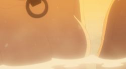 Rule 34 | 1boy, 1girl, animated, animated gif, bath, breast focus, breast press, breasts, close-up, collar, diablo (isekai maou), elf, floating breasts, head out of frame, in water, isekai maou to shoukan shoujo no dorei majutsu, kaneko shizue, large breasts, metal collar, nude, partially submerged, pointy ears, screencap, shera l. greenwood, water, wet