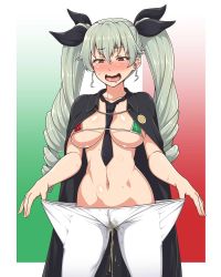 Rule 34 | 10s, 1girl, :d, anchovy (girls und panzer), ao banana, bad id, bad twitter id, between breasts, bikini, bikini top only, black necktie, black ribbon, blush, breasts, breasts apart, cape, casual peeing, clothes pull, collarbone, crotch seam, drill hair, eyebrows, fingernails, girls und panzer, gluteal fold, green hair, groin, hair between eyes, hair ribbon, heart, heart-shaped pupils, highres, large breasts, long fingernails, long hair, looking at viewer, micro bikini, navel, necktie, necktie between breasts, open mouth, pantyhose, pantyhose pull, pee, peeing, peeing self, public indecency, purposeful wetting, red eyes, ribbon, saliva, smile, solo, stomach, sweat, swimsuit, symbol-shaped pupils, twin drills, twintails, wavy mouth, white pantyhose