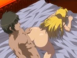 Rule 34 | 1boy, animated, animated gif, ass, ass grab, bed, blonde hair, censored, christina rothschild, doggystyle, elf, himekishi angelica, ishigaki takashi, long hair, mature female, pointy ears, sex, sex from behind
