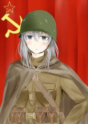 Rule 34 | absurdres, communism, grey hair, helmet, highres, military, soviet, tagme