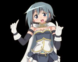 Rule 34 | 10s, 1girl, animated, animated gif, armband, blinking, blue eyes, blue hair, blush, bouncing breasts, breasts, cape, cleavage, elbow gloves, gloves, hangaku, magical girl, mahou shoujo madoka magica, mahou shoujo madoka magica (anime), matching hair/eyes, miki sayaka, open mouth, small breasts, smile, solo, standing, transparent background, white gloves