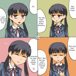 Rule 34 | 1girl, black hair, chiba saori, comic, english text, hourou musuko, school uniform