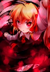 Rule 34 | 1girl, bad id, bad pixiv id, blonde hair, ex-rumia, highres, kuroyume (dark495), looking at viewer, parted lips, red eyes, rumia, short hair, solo, touhou