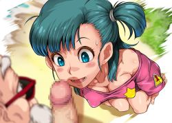 Rule 34 | 1boy, 1girl, age difference, beach, beard, blue eyes, blush, breasts, bulma, censored, cleavage, covered erect nipples, downblouse, dragon ball, dragon ball (classic), dress, erection, facial hair, from above, green hair, hetero, kneeling, legs, long hair, looking at penis, medium breasts, mosaic censoring, mustache, muten roushi, nightgown, no bra, off-shoulder dress, off shoulder, old, old man, older man and younger girl, open mouth, outdoors, penis, penis awe, pink nightgown, sakuradou, sand, side ponytail, standing, sunglasses, sweatdrop, thighs