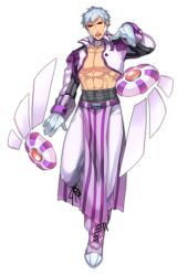 Rule 34 | 1boy, abs, black sclera, boots, colored sclera, creatures (company), cross-laced footwear, epaulettes, full body, game freak, gen 4 pokemon, gloves, katagiri hachigou, lace-up boots, leg up, legendary pokemon, long sleeves, male focus, nintendo, open mouth, palkia, pants, personification, pokemon, red eyes, short hair, simple background, solo, teeth, white background, white gloves, white hair, white pants