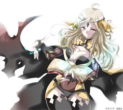 Rule 34 | 1girl, abfbfygo, ahoge, artist name, bad id, bad pixiv id, black cape, black panties, blonde hair, bodysuit, book, breasts, cape, circlet, cleavage, dated, elbow gloves, female focus, fire emblem, fire emblem fates, gloves, large breasts, long hair, magic, nintendo, ophelia (fire emblem), panties, runes, simple background, solo, thighhighs, thighs, torn cape, torn clothes, underwear