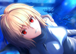 Rule 34 | 1girl, arcueid brunestud, blonde hair, blush, breasts, harukey, highres, jewelry, large breasts, long sleeves, looking at viewer, necklace, red eyes, short hair, solo focus, sweater, tsukihime, tsukihime (remake), turtleneck, turtleneck sweater, white sweater