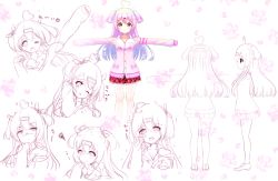 Rule 34 | 1girl, ;d, ;p, ahoge, arm up, blush, cardigan, character name, closed mouth, collarbone, collared shirt, hair between eyes, heart, heart-shaped pupils, heart ahoge, highres, indie virtual youtuber, long hair, long sleeves, multiple views, one eye closed, open mouth, original, outstretched arms, pastel colors, pink cardigan, pink footwear, pink hair, plaid, plaid skirt, pleated skirt, red eyes, red skirt, sawa (sawasaku), shaded face, shirt, shoes, skirt, sleeves past fingers, sleeves past wrists, smile, spread arms, standing, symbol-shaped pupils, tears, teeth, thighhighs, tongue, tongue out, two side up, upper teeth only, very long hair, virtual youtuber, wavy mouth, white shirt, white thighhighs, wiping tears