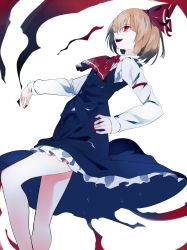 Rule 34 | 1girl, commentary request, hair between eyes, hand on own hip, highres, ikurauni, rumia, solo, touhou, white background