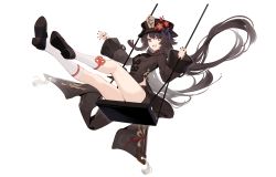 Rule 34 | 1girl, absurdres, black hat, black nails, black shorts, breasts, brown hair, chinese clothes, flower, full body, genshin impact, hat, hat flower, highres, hu tao (genshin impact), jewelry, legs, long sleeves, looking at viewer, nail polish, red eyes, ring, shoe soles, shoes, shorts, simple background, smile, socks, solo, star-shaped pupils, star (symbol), swing, symbol-shaped pupils, tailcoat, thighs, top hat, uosaasou, white background, white socks