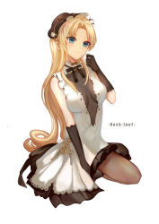 Rule 34 | 1girl, absurdres, artist name, azur lane, black gloves, blonde hair, blue eyes, breasts, brown dress, center opening, dress, gloves, highres, long hair, rock-lee7, see-through, see-through dress, simple background, small breasts, solo, two-tone dress, vanguard (azur lane), vanguard (half-hearted masquerade) (azur lane), very long hair, white background, white dress